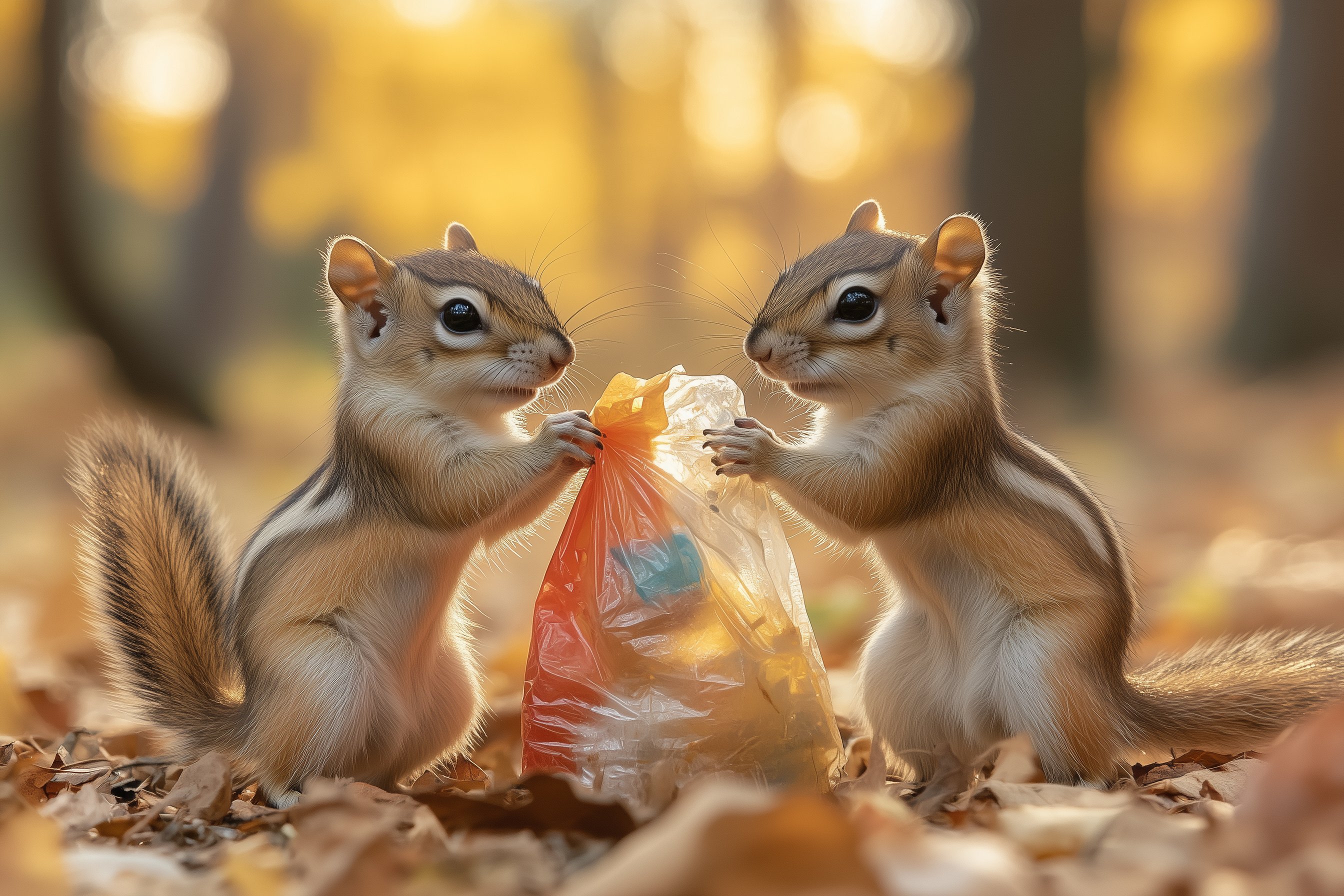 Squirrels cleaning up