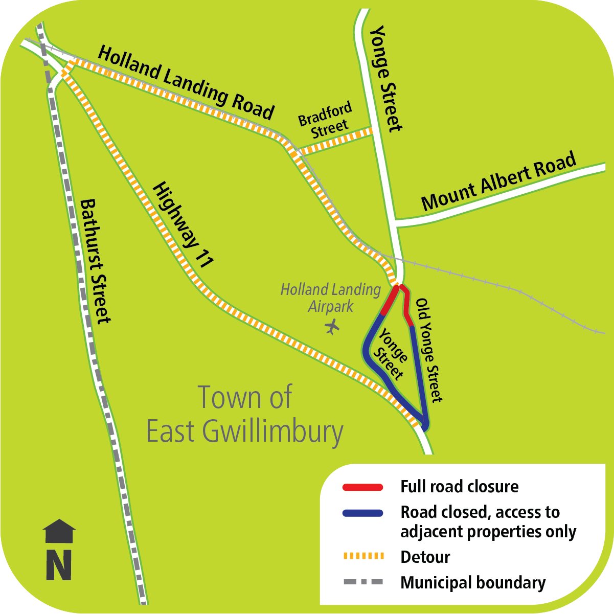 Old Yonge Street Road Closure Map 