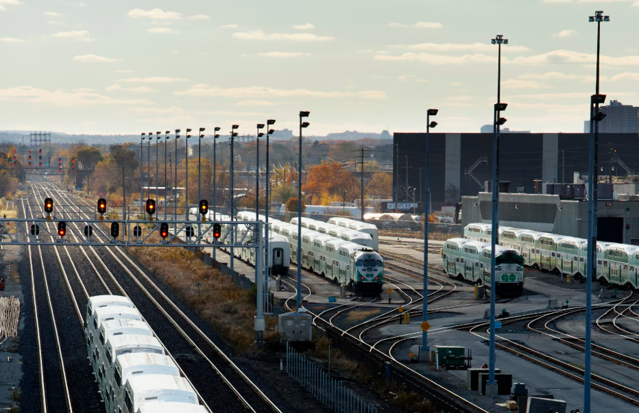 Various go trains on train line