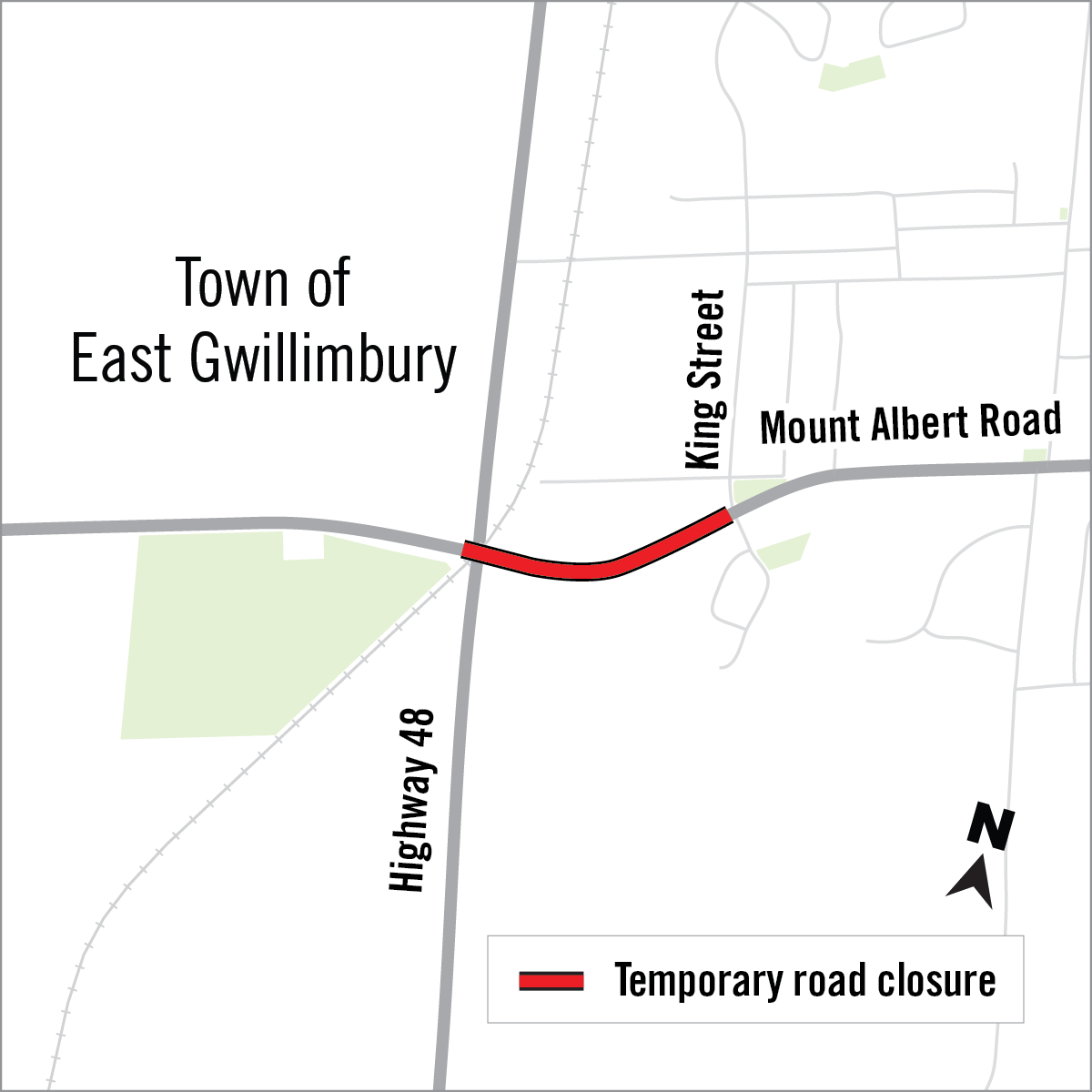 Temporary Road Closure Mount Albert Road and Highway 48 Map