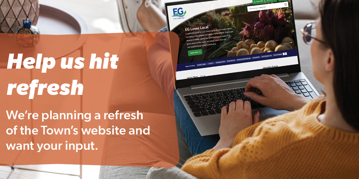 A person on a laptop looking at the EG website