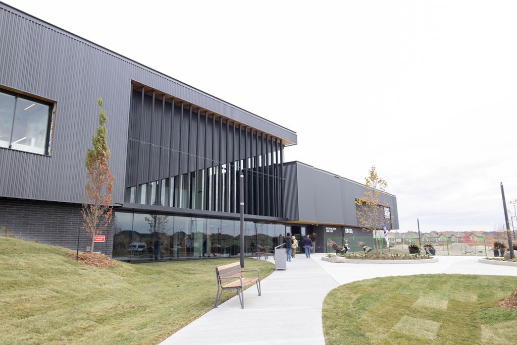 The image is of the Health and Active Living Plaza Exterior 