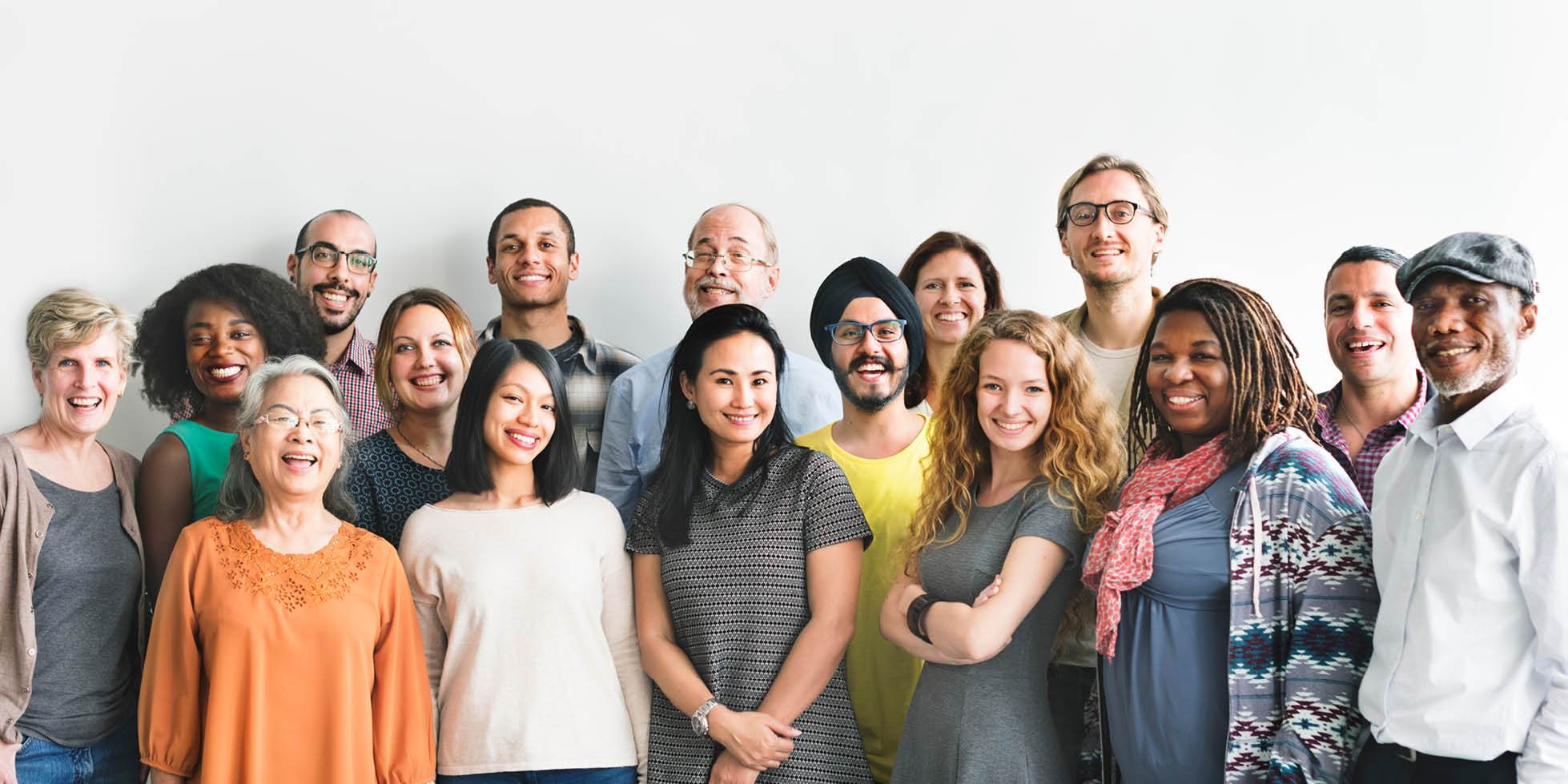 Diverse group of people standing a group