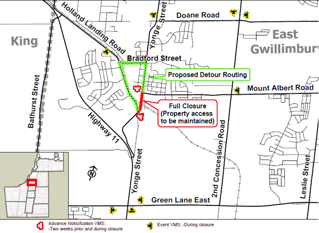 Yonge St. Road Closure Map