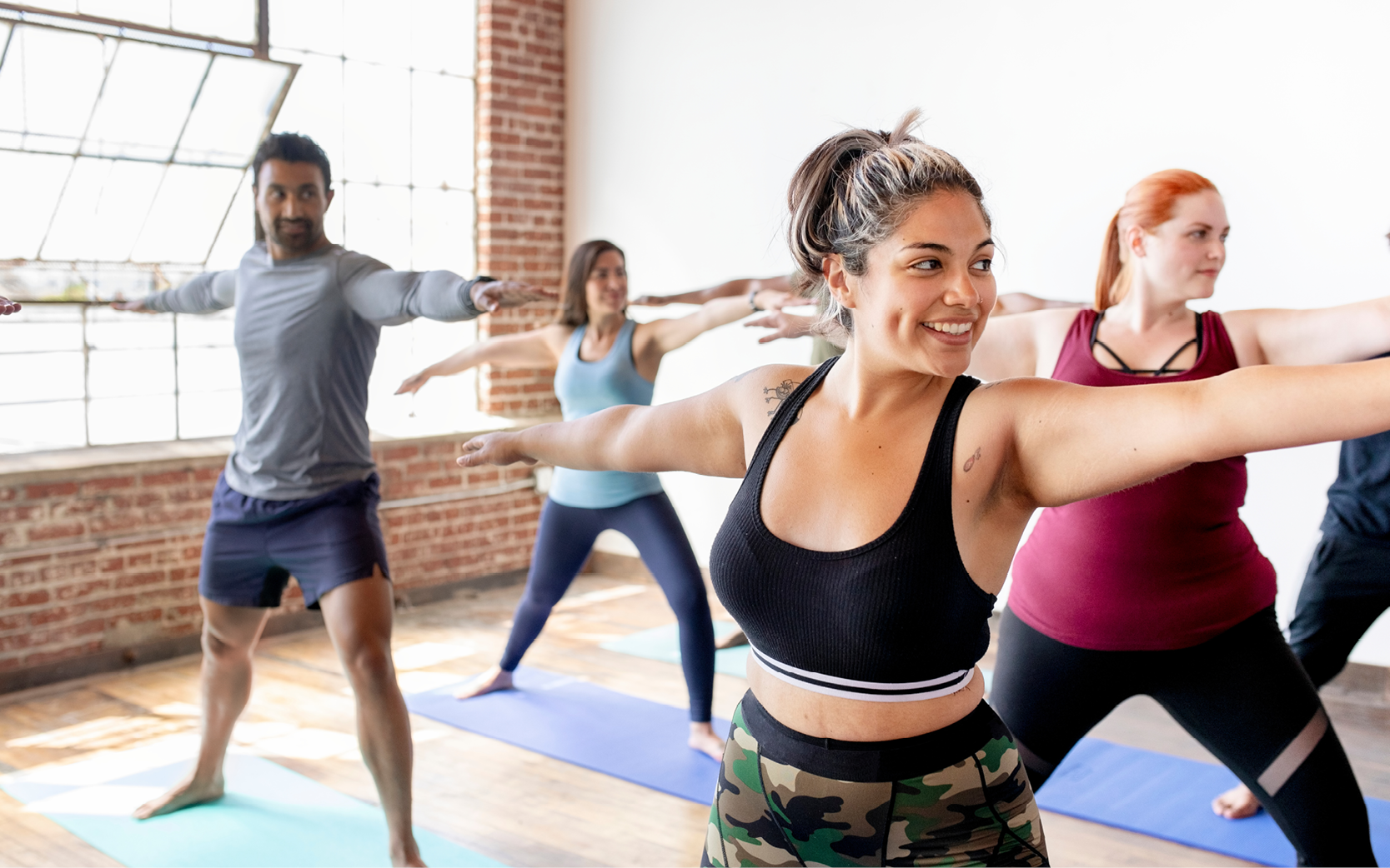 Adults doing yoga