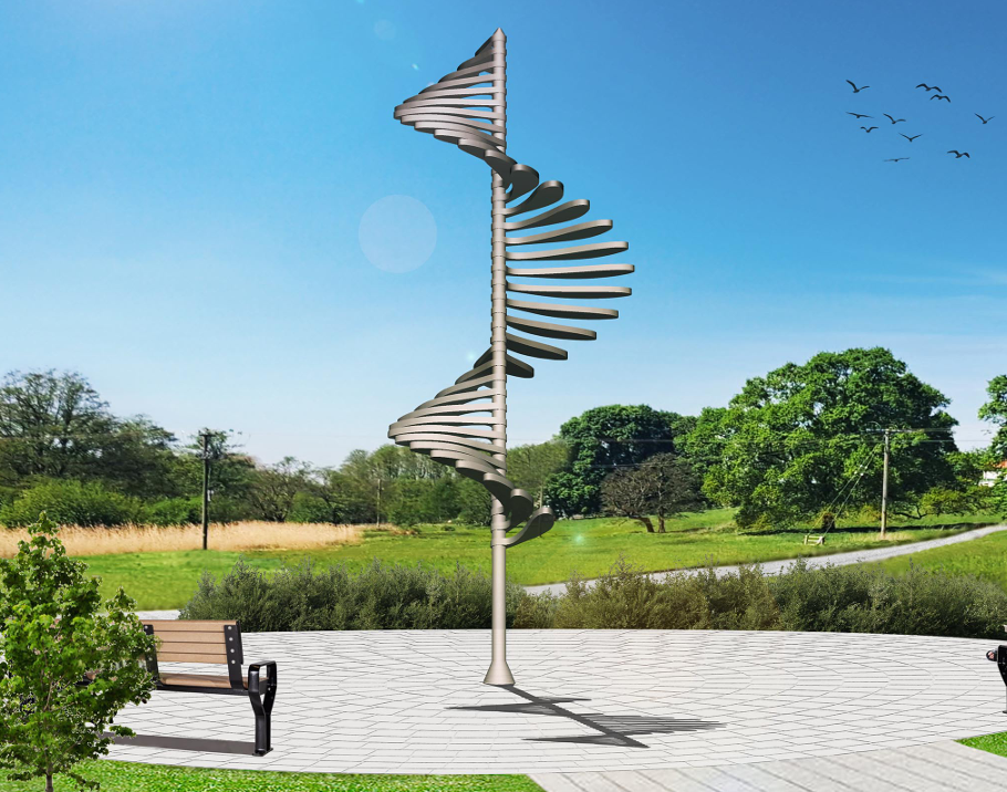 Rendering of a public art piece in Carnaby Park. 
