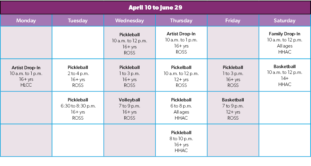 2023 Spring Drop-in programs 