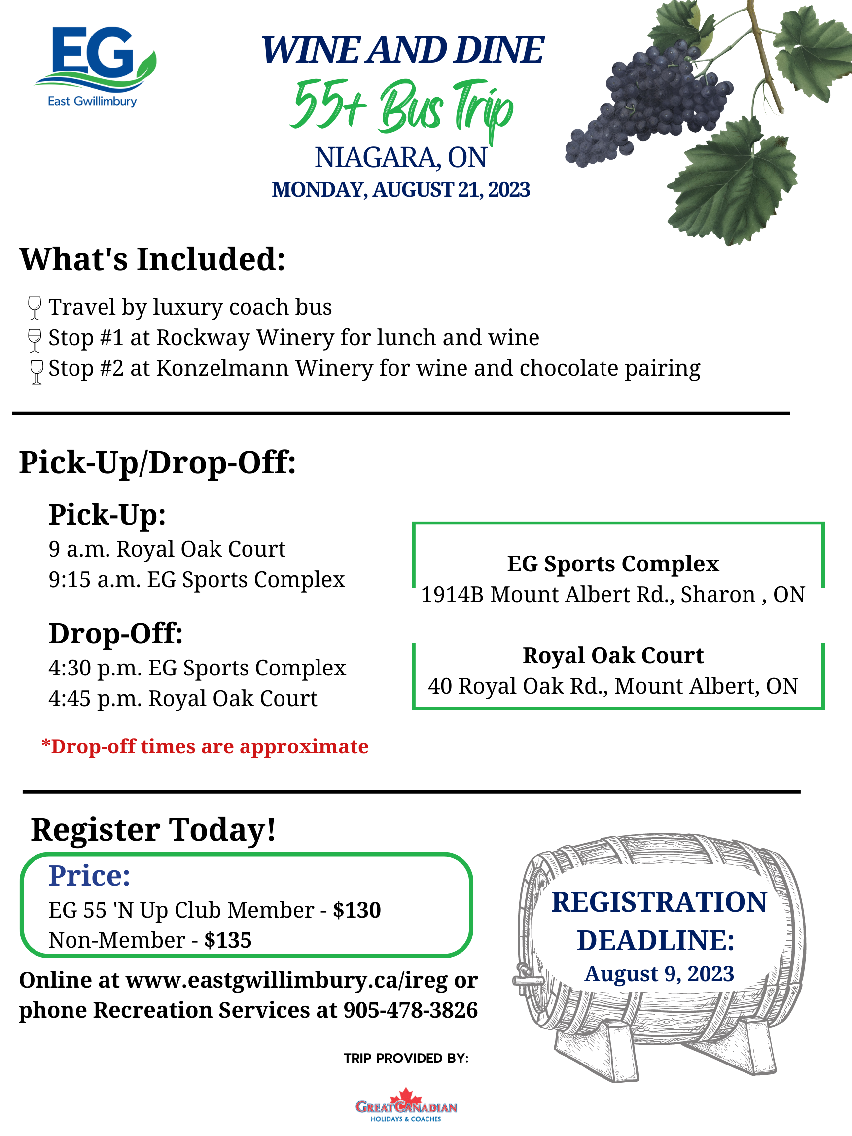 Wine and Dine Bus Trip Poster