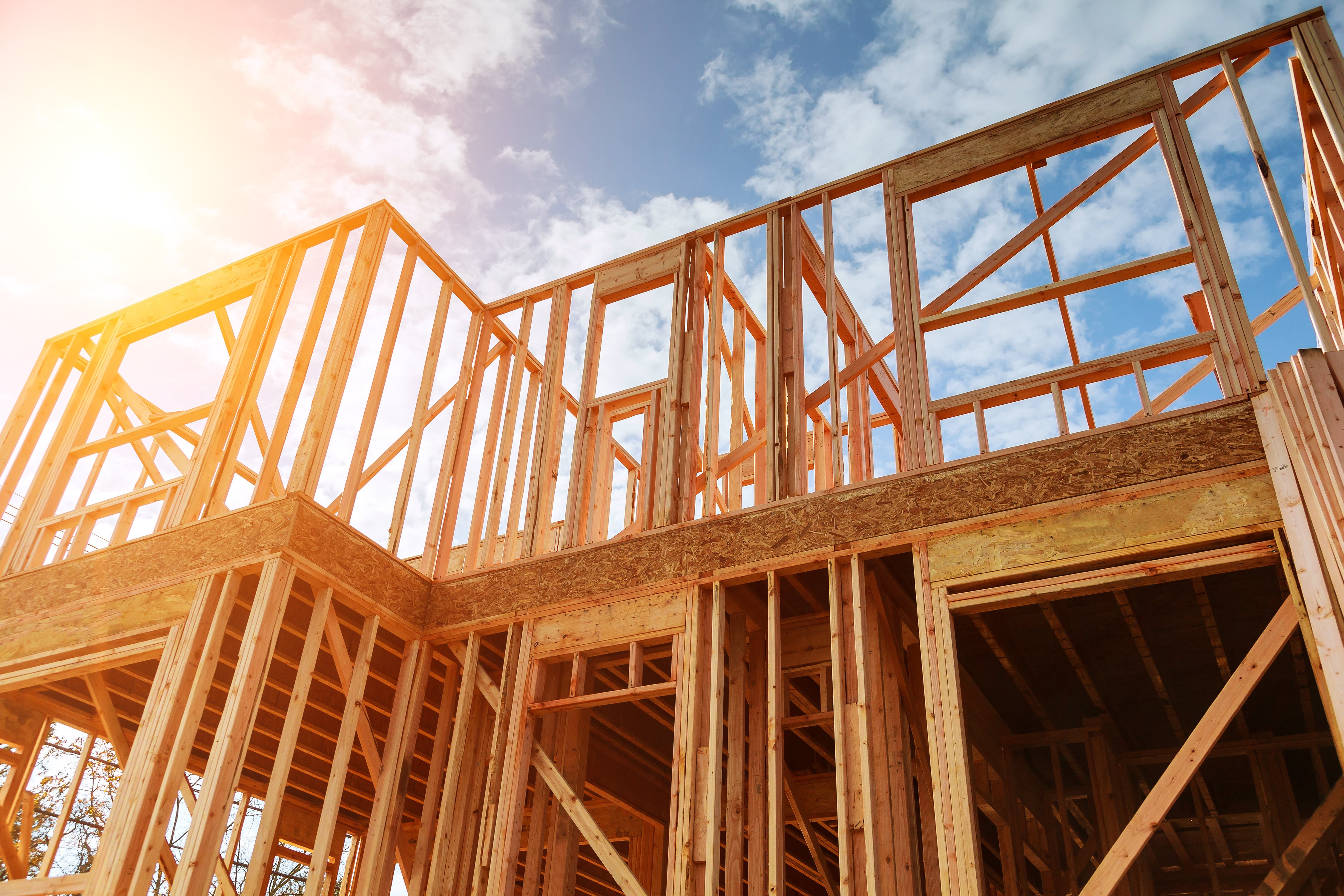 House framed in under construction