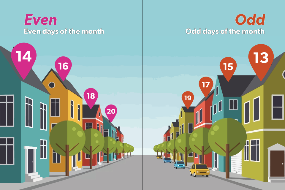 The photo is a infographic of even days of the month and odd days of the month