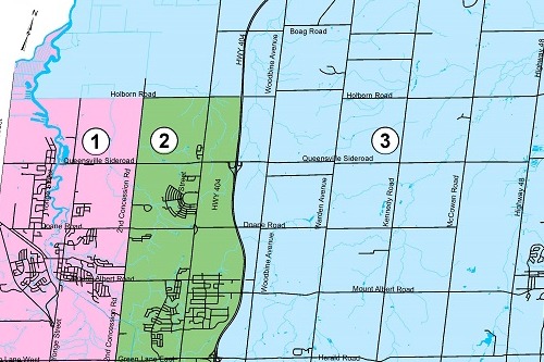 Map of East Gwillimbury wards