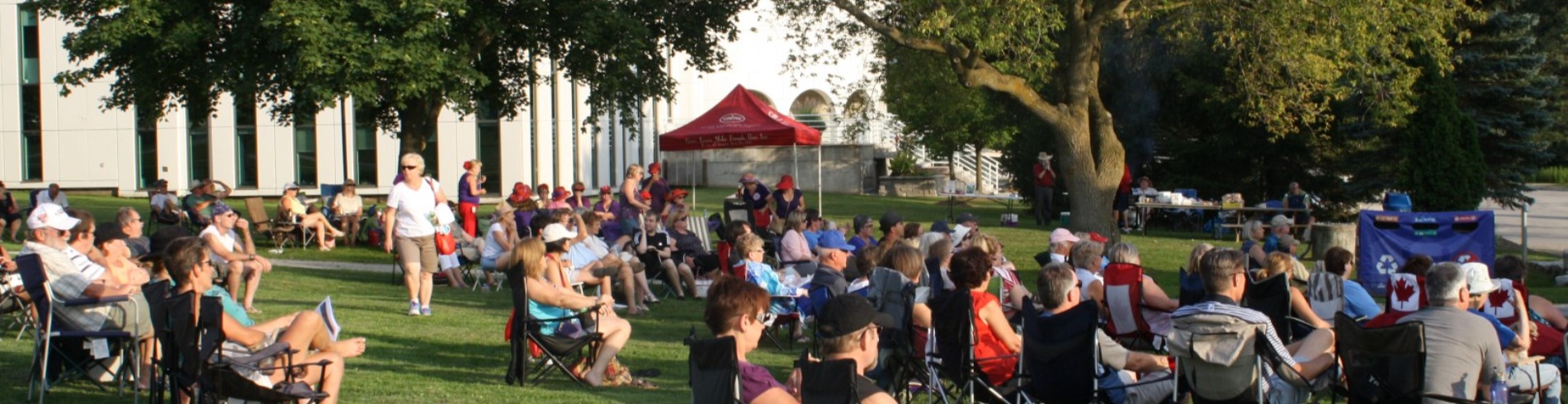 Large crowd of people watching an outdoor show