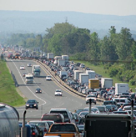 Heavy highway traffic