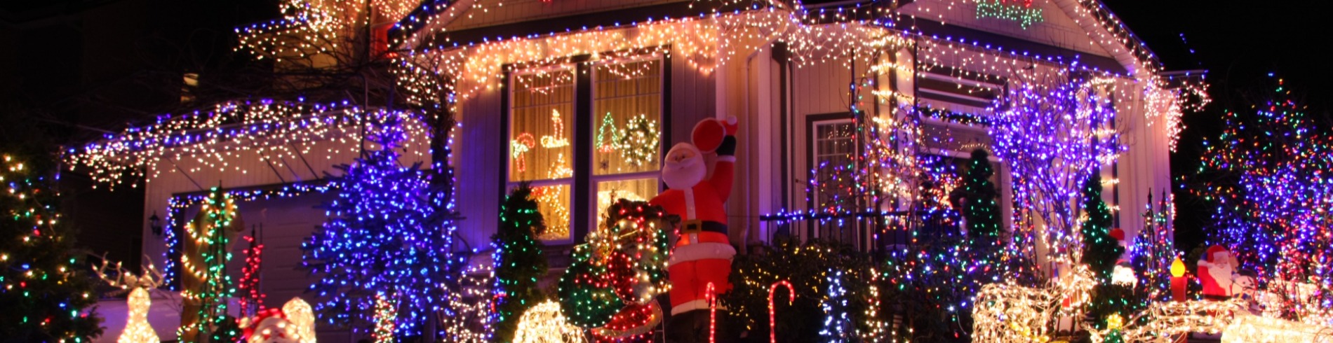 Christmas lights decorating a house