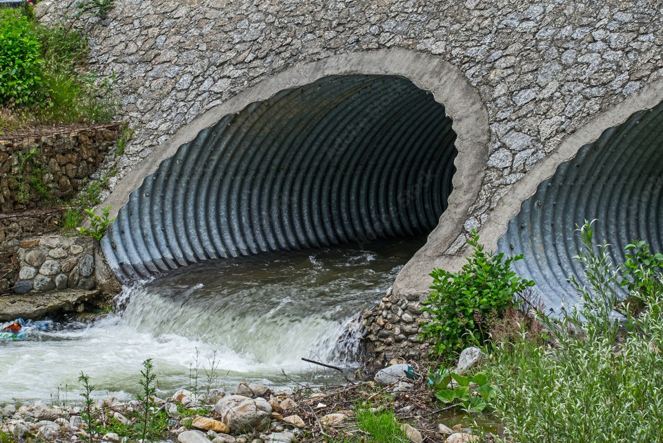 Stormwater coming out of pipe