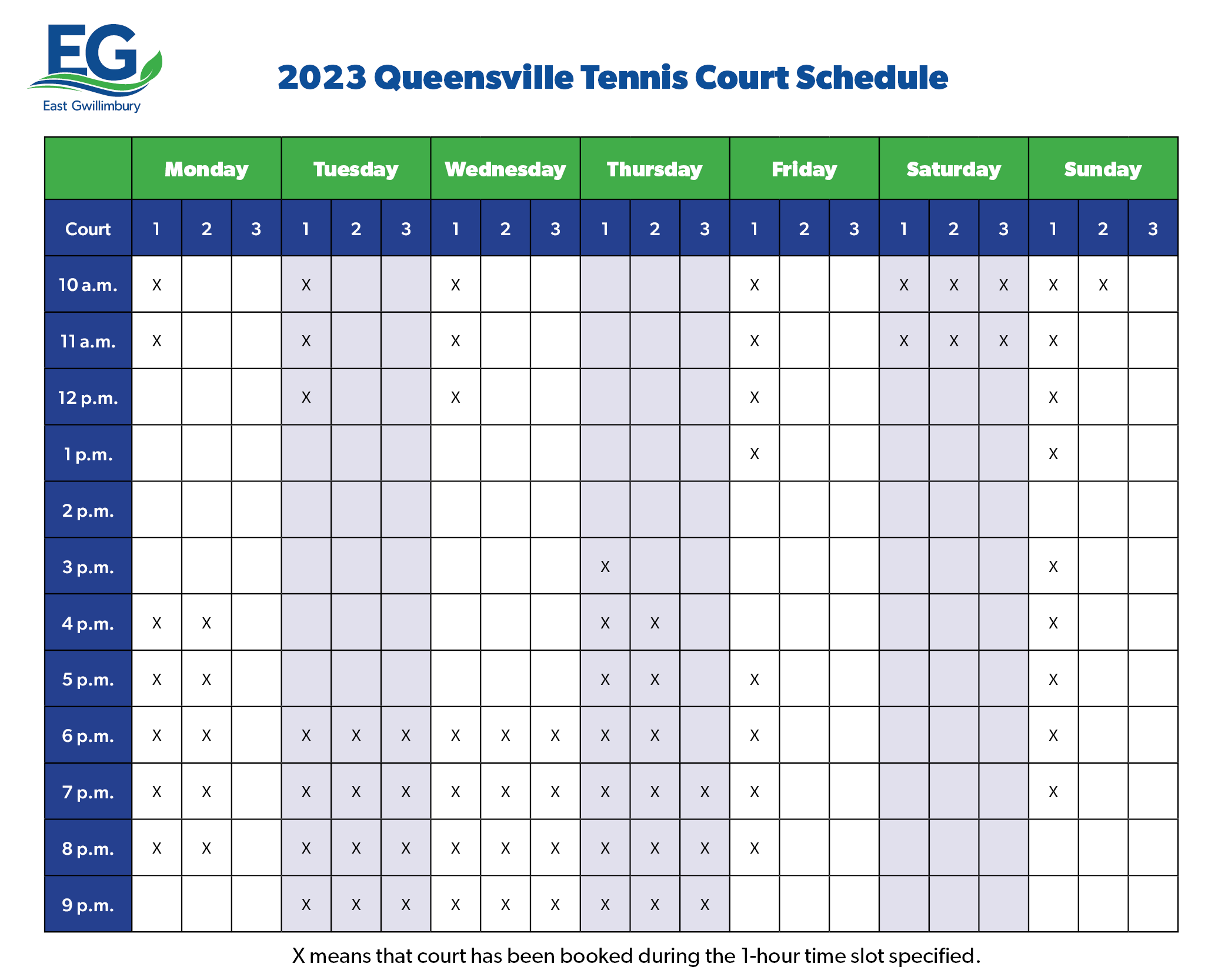 Queensville Tennis Court Schedule image