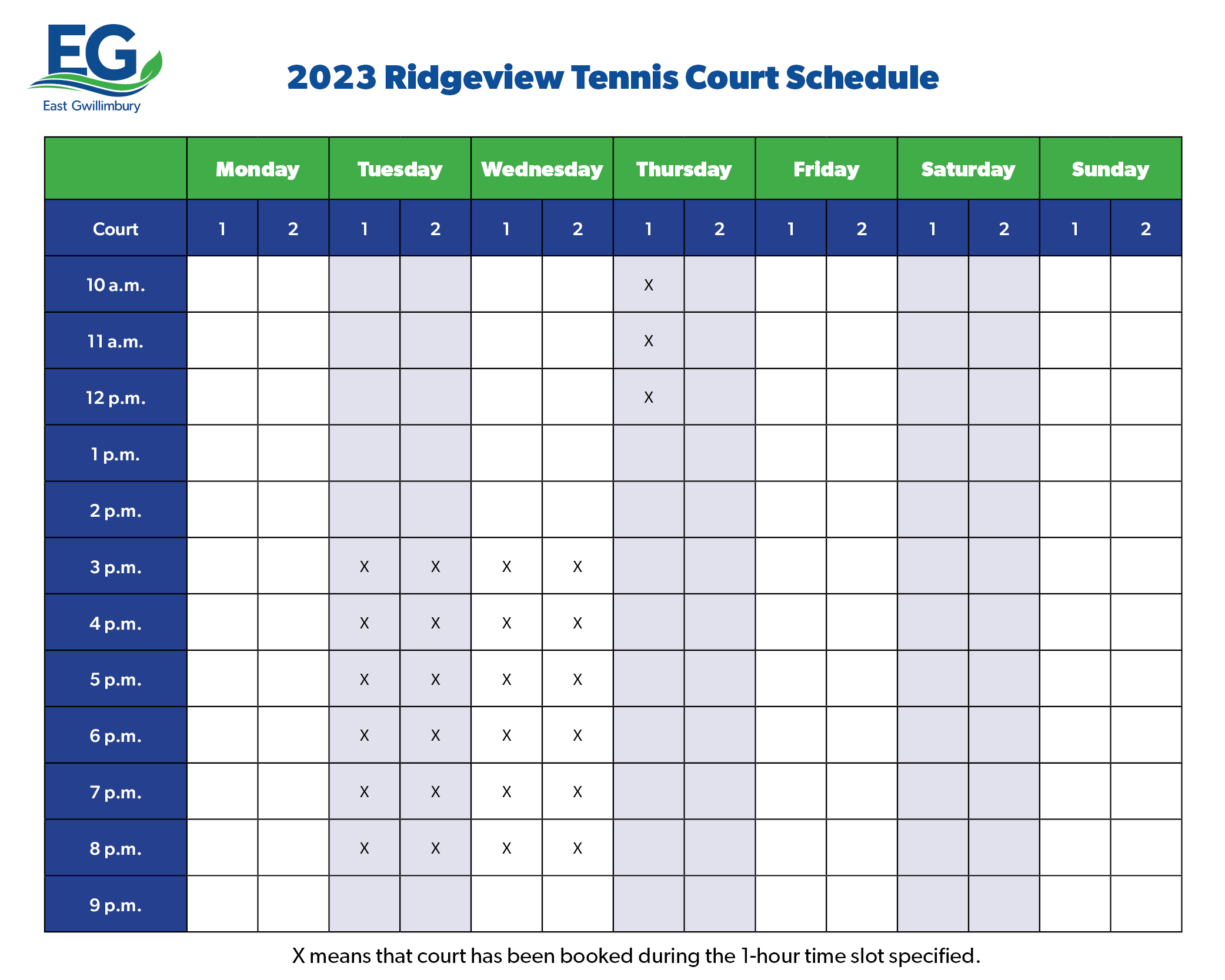 Ridgeview Tennis Club Schedule image