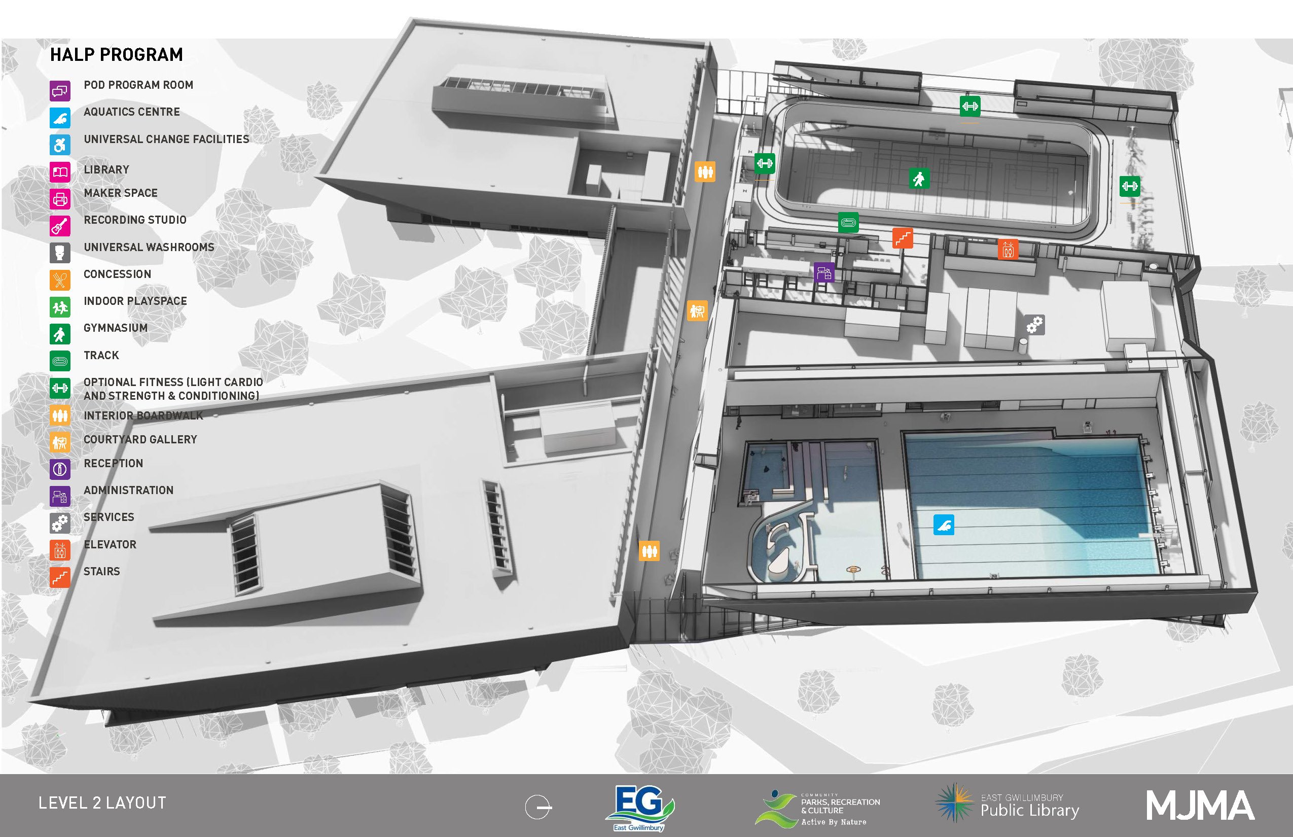 Rendering of floor plan level 2