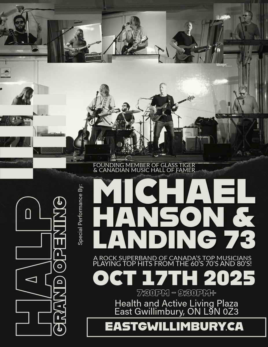 Photo collage of Michael Hanson and Landing 73 band members decorative
