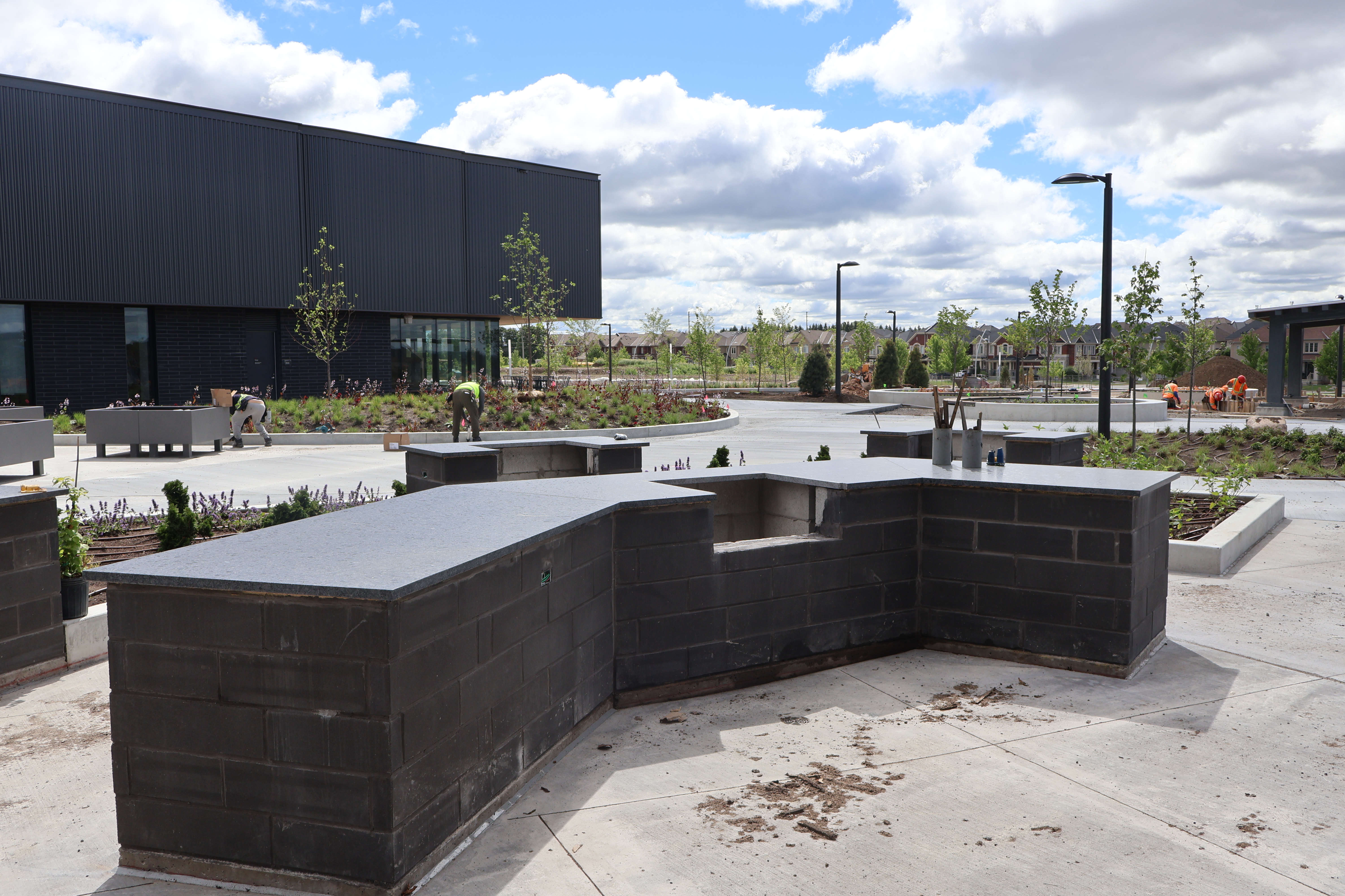 Photo of the HALP Park outdoor kitchen under construction Photo of the HALP Park outdoor kitchen under construction