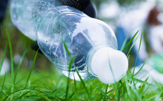Plastic bottles on the ground