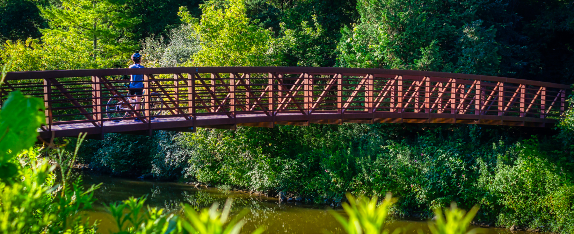 Nokiidaa Trail bridge with biker 