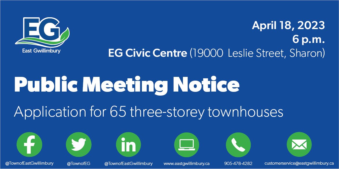 Public meeting notice - blue graphic with information
