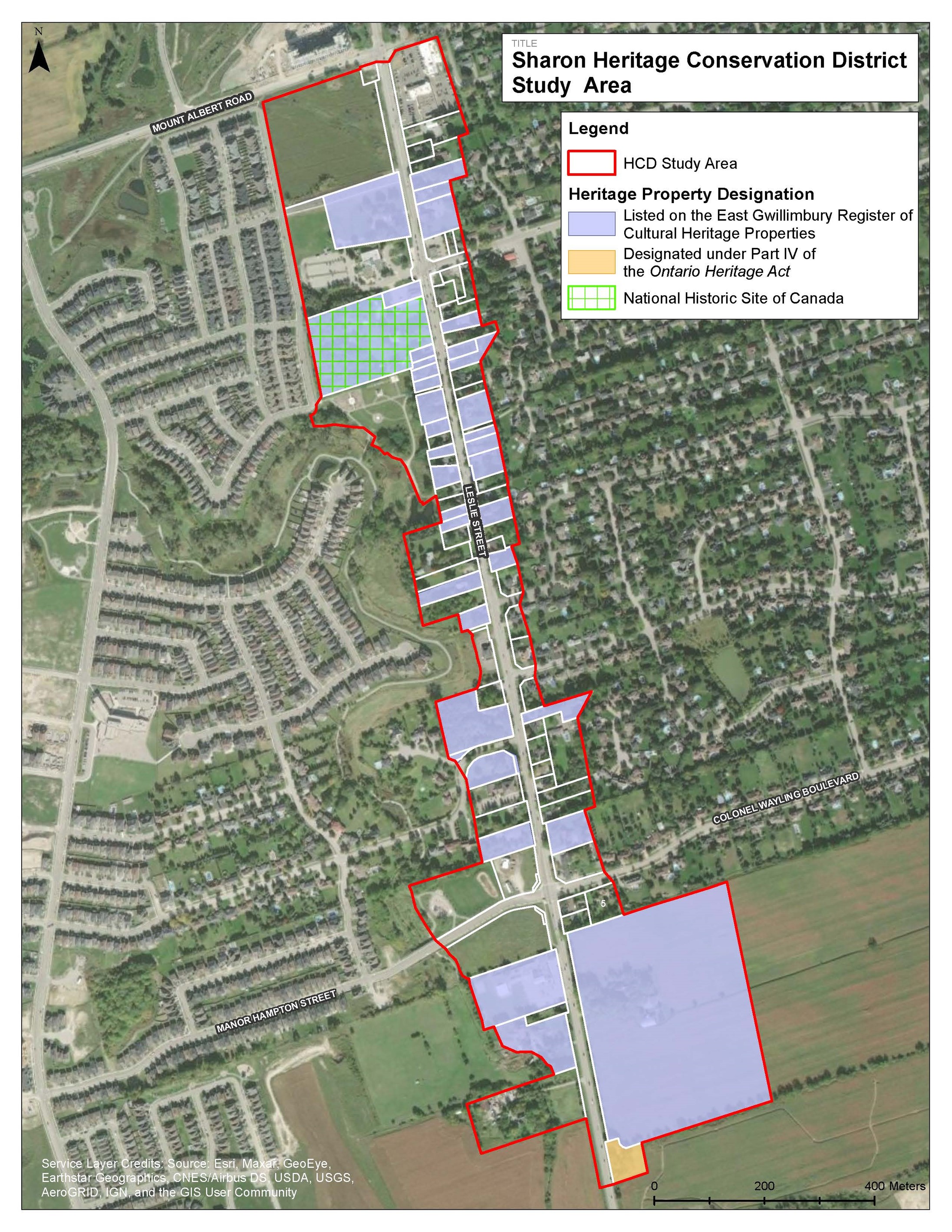 Map of Sharon Heritage Conservation District study