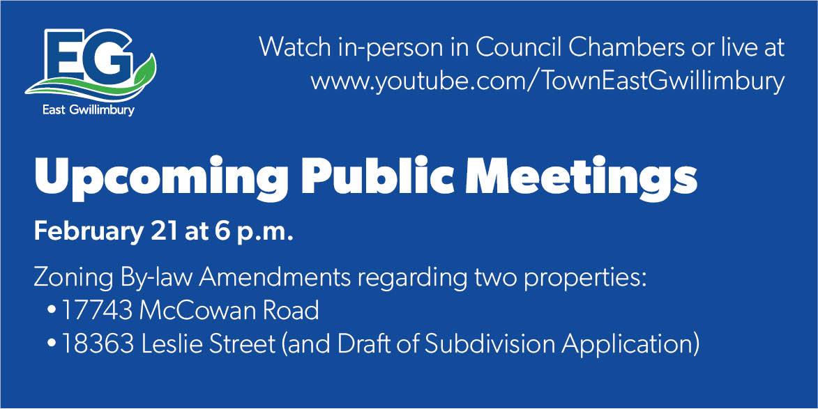 Public meeting notice - blue graphic with information