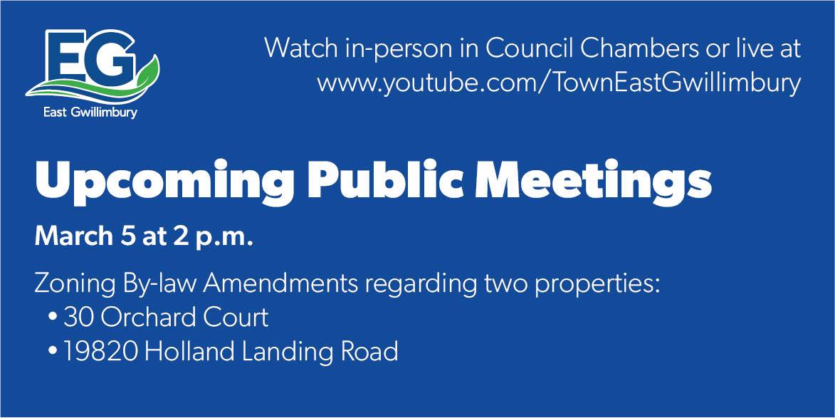 Public meeting notice - blue graphic with information