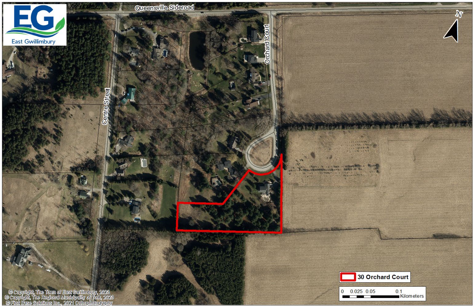 Location map showing 30 Orchard Court