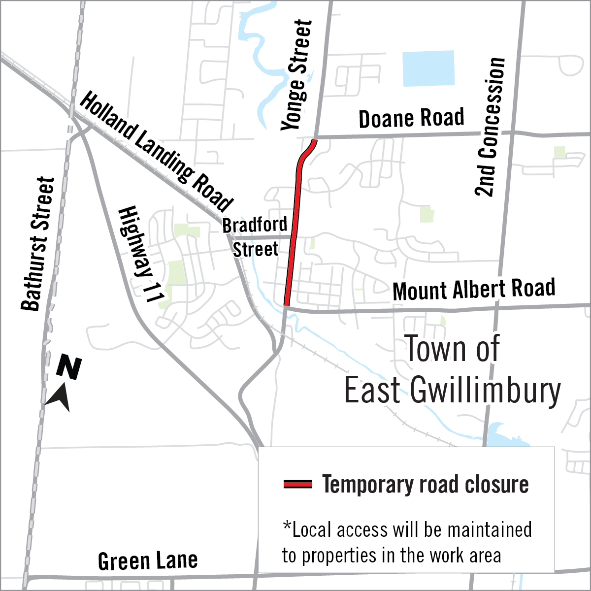 Map of Yonge Street road closure
