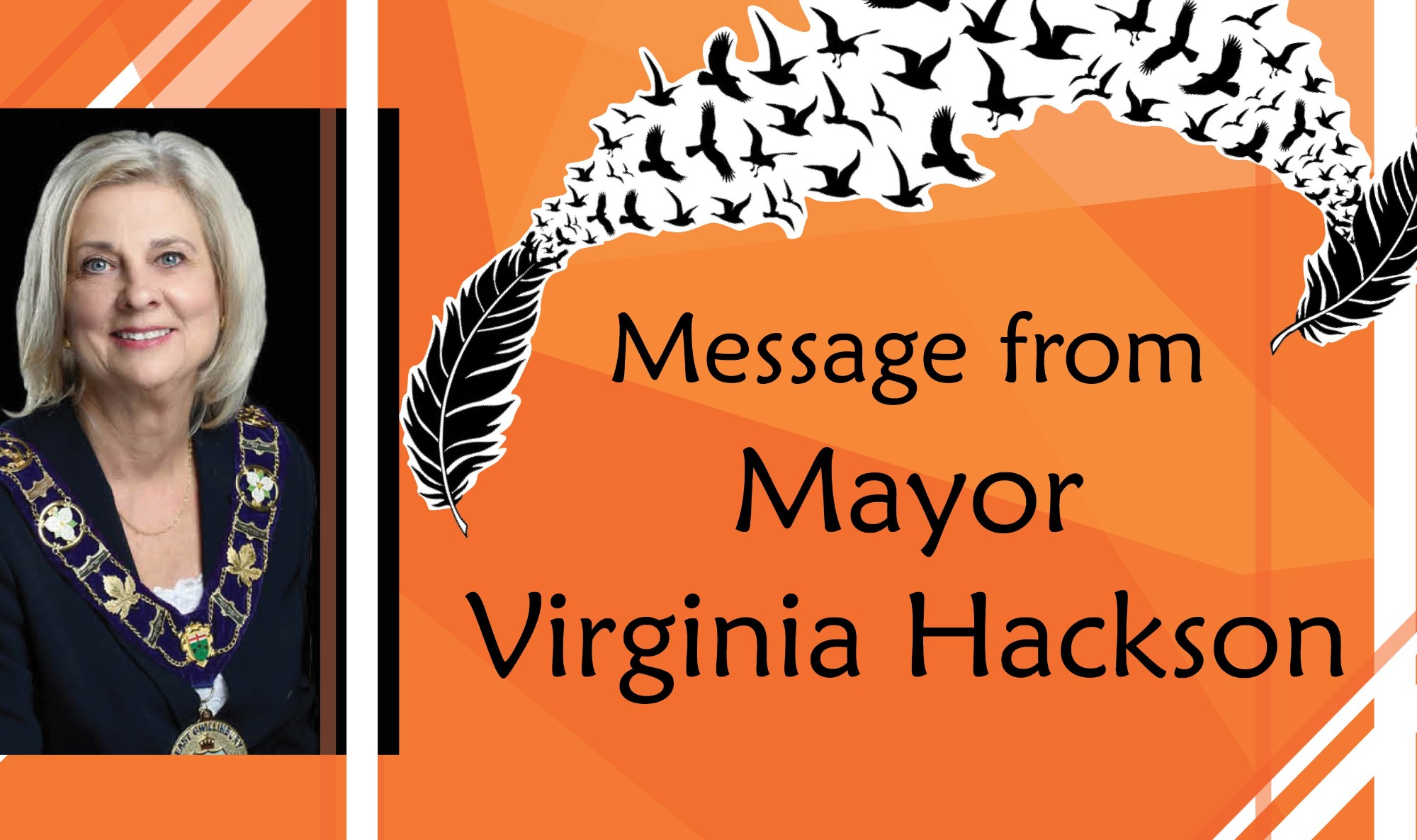 Mayor Virginia Hackson on orange background