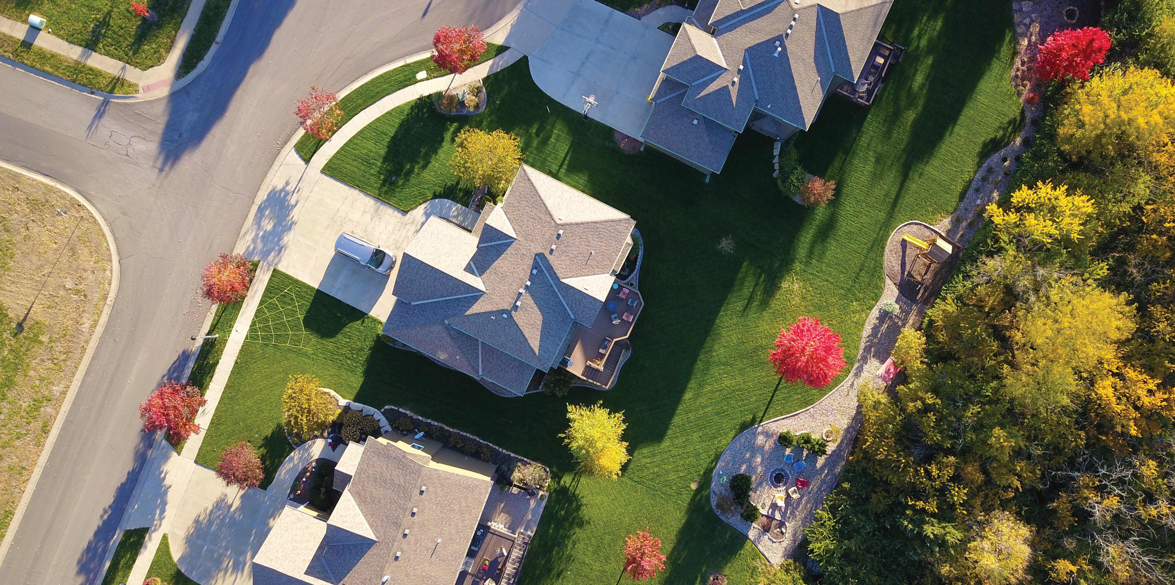 Birdseye view of houses - property taxes