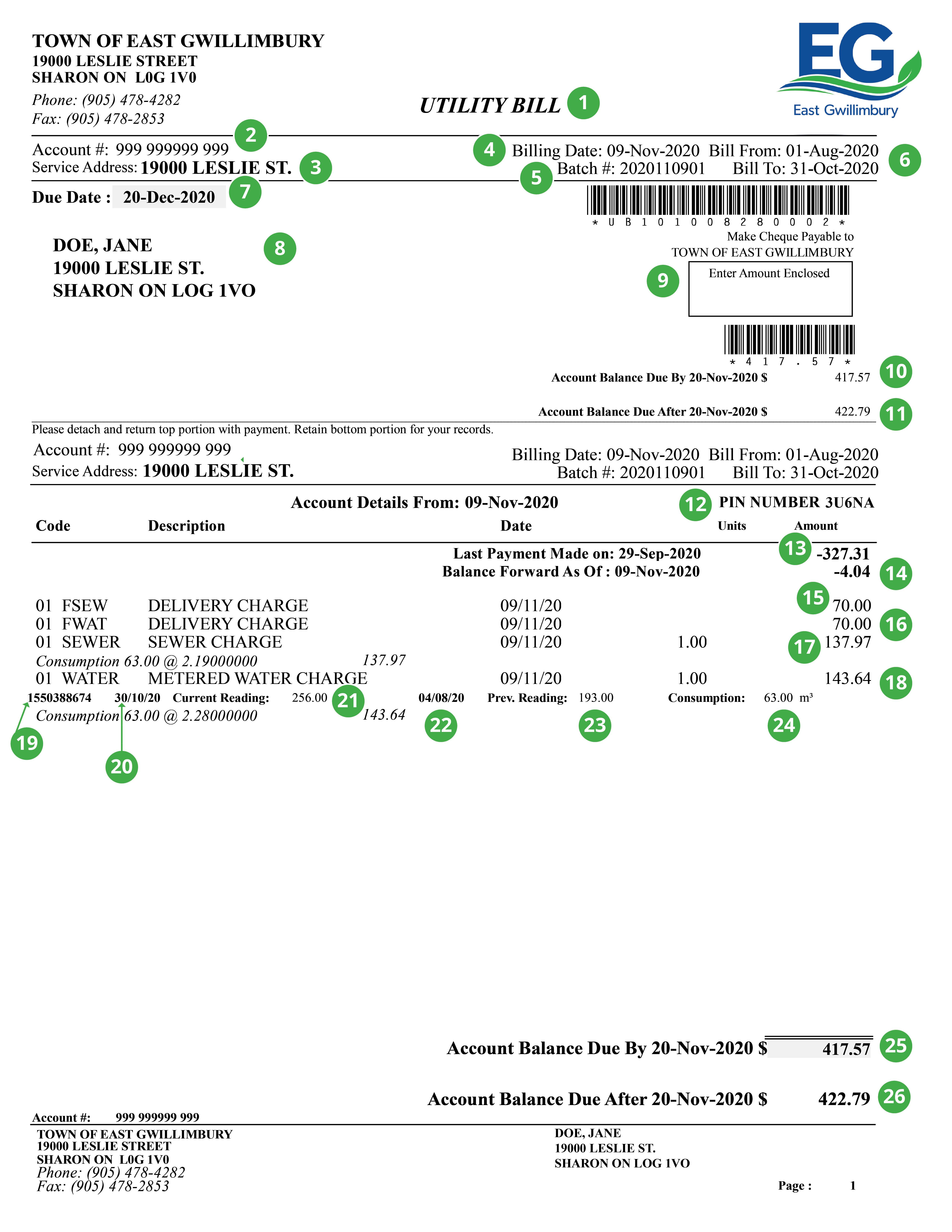 Water bill sample